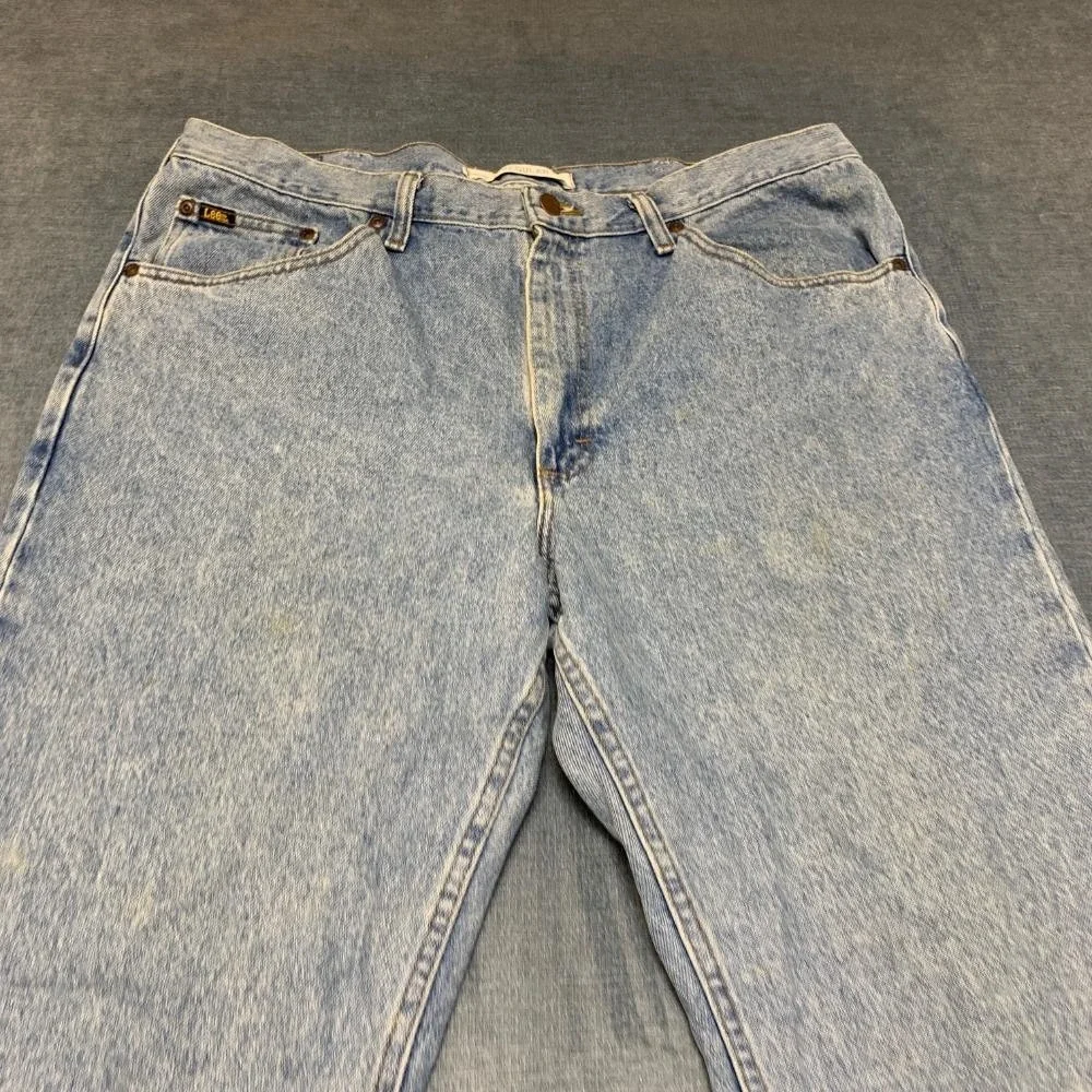 Lee Jeans Mens 40x32 Blue Denim Cotton Regular Fit Light Wash Straight Leg Cozy